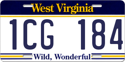 WV license plate 1CG184