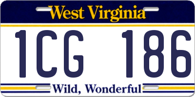 WV license plate 1CG186