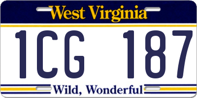 WV license plate 1CG187