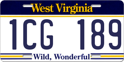 WV license plate 1CG189