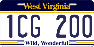 WV license plate 1CG200