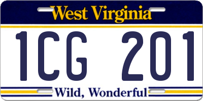 WV license plate 1CG201
