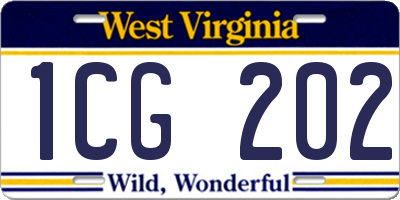 WV license plate 1CG202