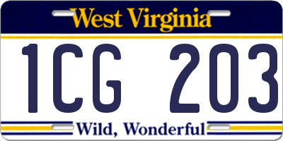 WV license plate 1CG203