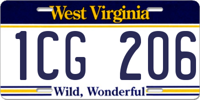 WV license plate 1CG206