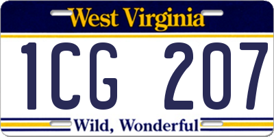 WV license plate 1CG207