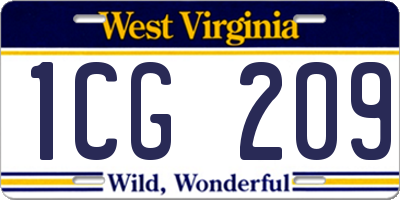 WV license plate 1CG209