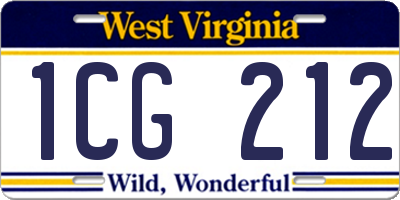 WV license plate 1CG212