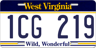 WV license plate 1CG219