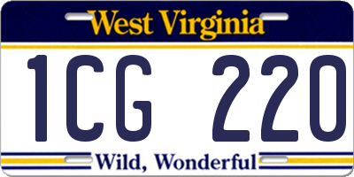 WV license plate 1CG220