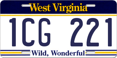 WV license plate 1CG221