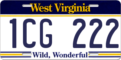 WV license plate 1CG222