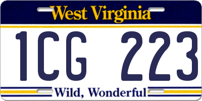 WV license plate 1CG223