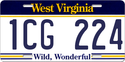 WV license plate 1CG224