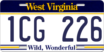WV license plate 1CG226