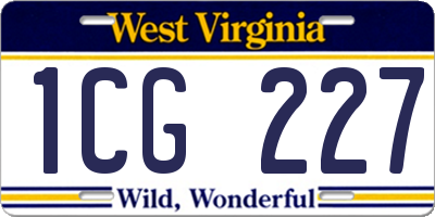 WV license plate 1CG227