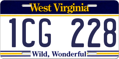 WV license plate 1CG228