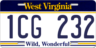 WV license plate 1CG232