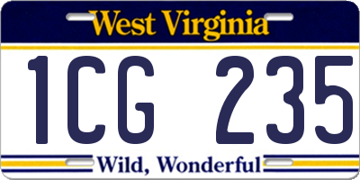 WV license plate 1CG235