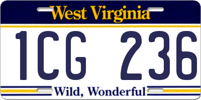 WV license plate 1CG236