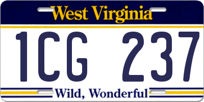WV license plate 1CG237