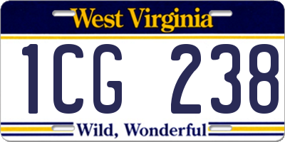 WV license plate 1CG238