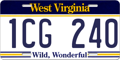 WV license plate 1CG240
