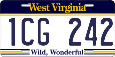 WV license plate 1CG242