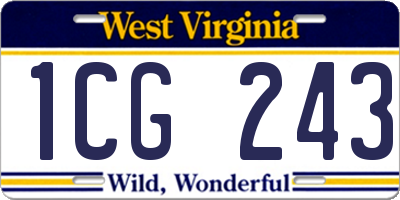 WV license plate 1CG243