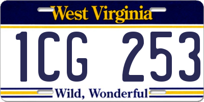 WV license plate 1CG253