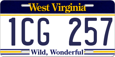 WV license plate 1CG257