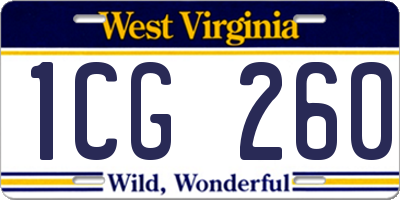 WV license plate 1CG260