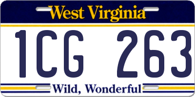 WV license plate 1CG263