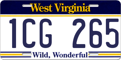 WV license plate 1CG265