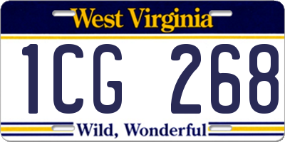 WV license plate 1CG268