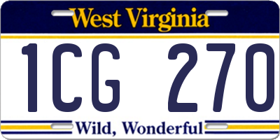 WV license plate 1CG270