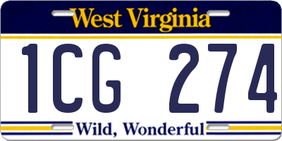 WV license plate 1CG274