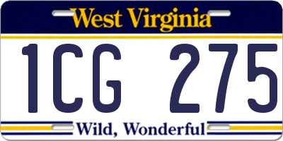WV license plate 1CG275