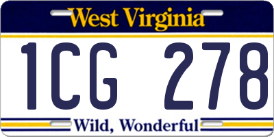 WV license plate 1CG278