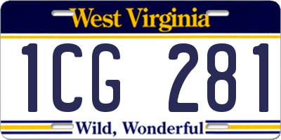 WV license plate 1CG281