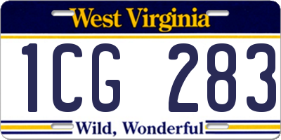 WV license plate 1CG283