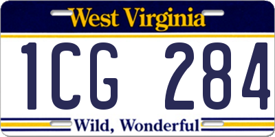 WV license plate 1CG284
