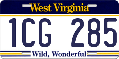 WV license plate 1CG285
