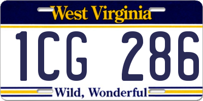 WV license plate 1CG286