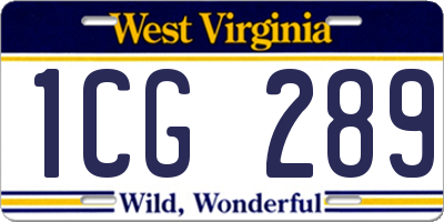 WV license plate 1CG289