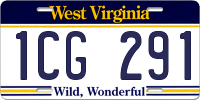 WV license plate 1CG291
