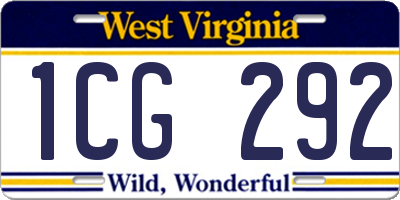 WV license plate 1CG292