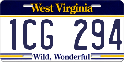 WV license plate 1CG294