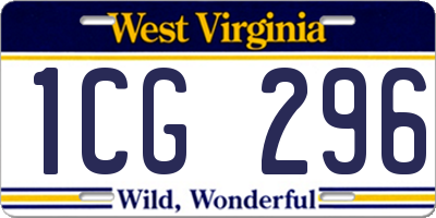 WV license plate 1CG296