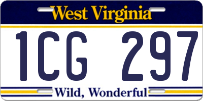 WV license plate 1CG297